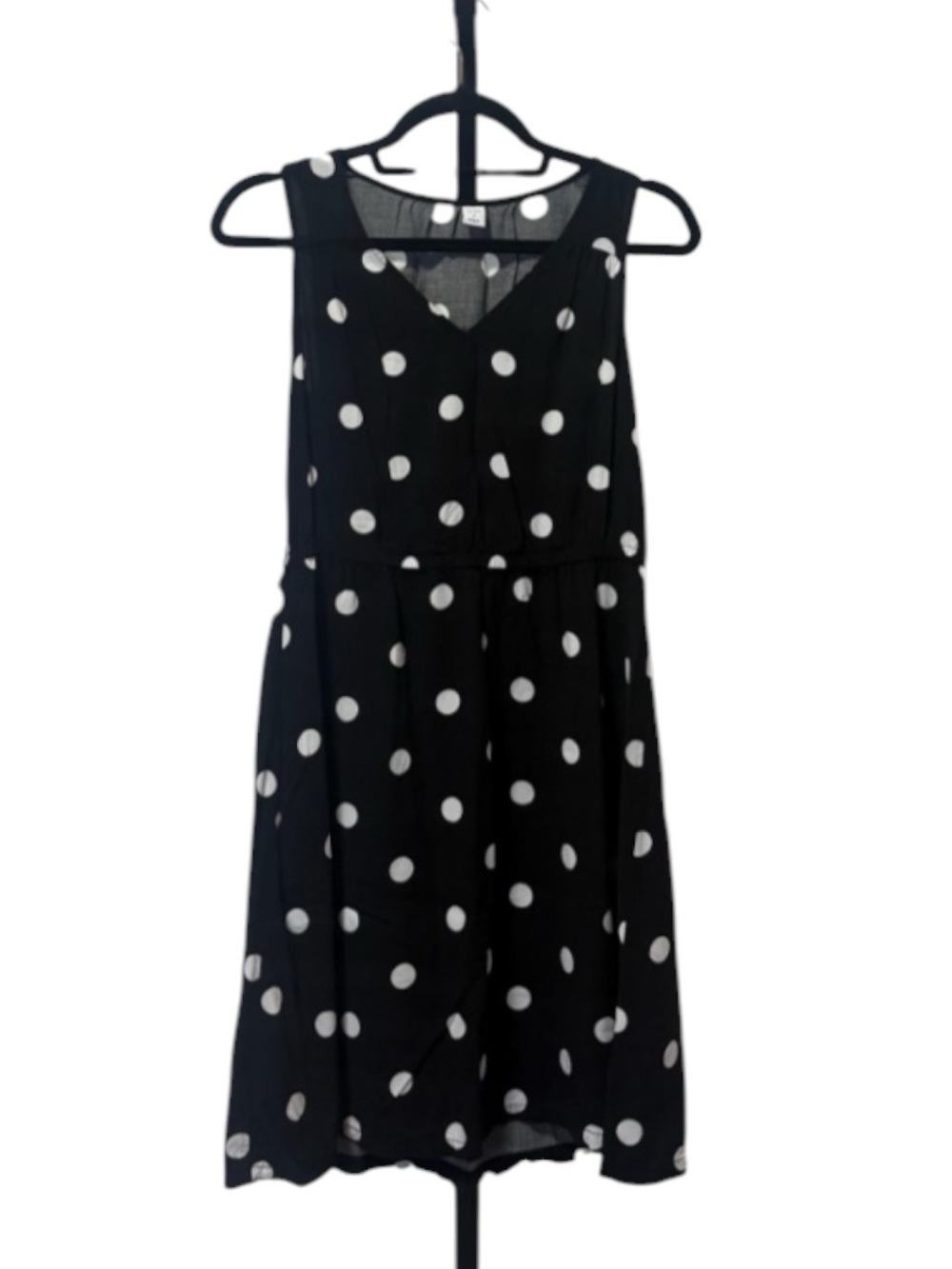 Old Navy Black Dress with White Polka Dots, Sleeveless Midi